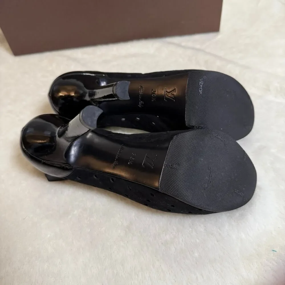 Louis Vuitton Black Punched Suede Heels 36.5 - Picture 8 of 13